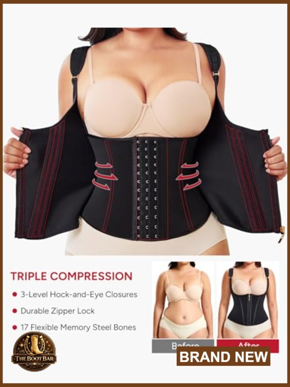Large Waist Trainer Corset Shapewear Tummy Control Adjustable Strap - Picture 4 of 6
